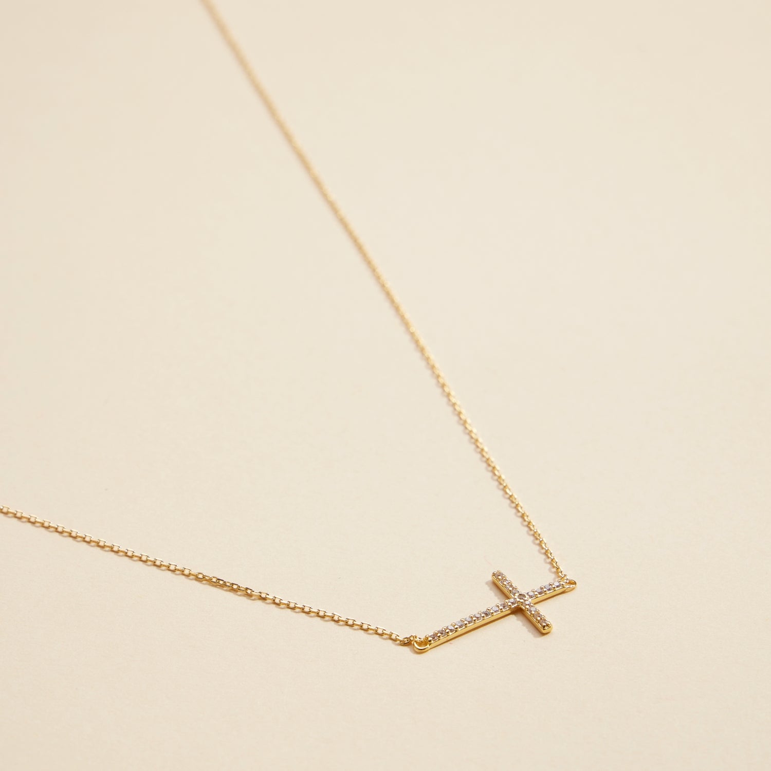 18K Gold Dipped Pavé Cross Necklace