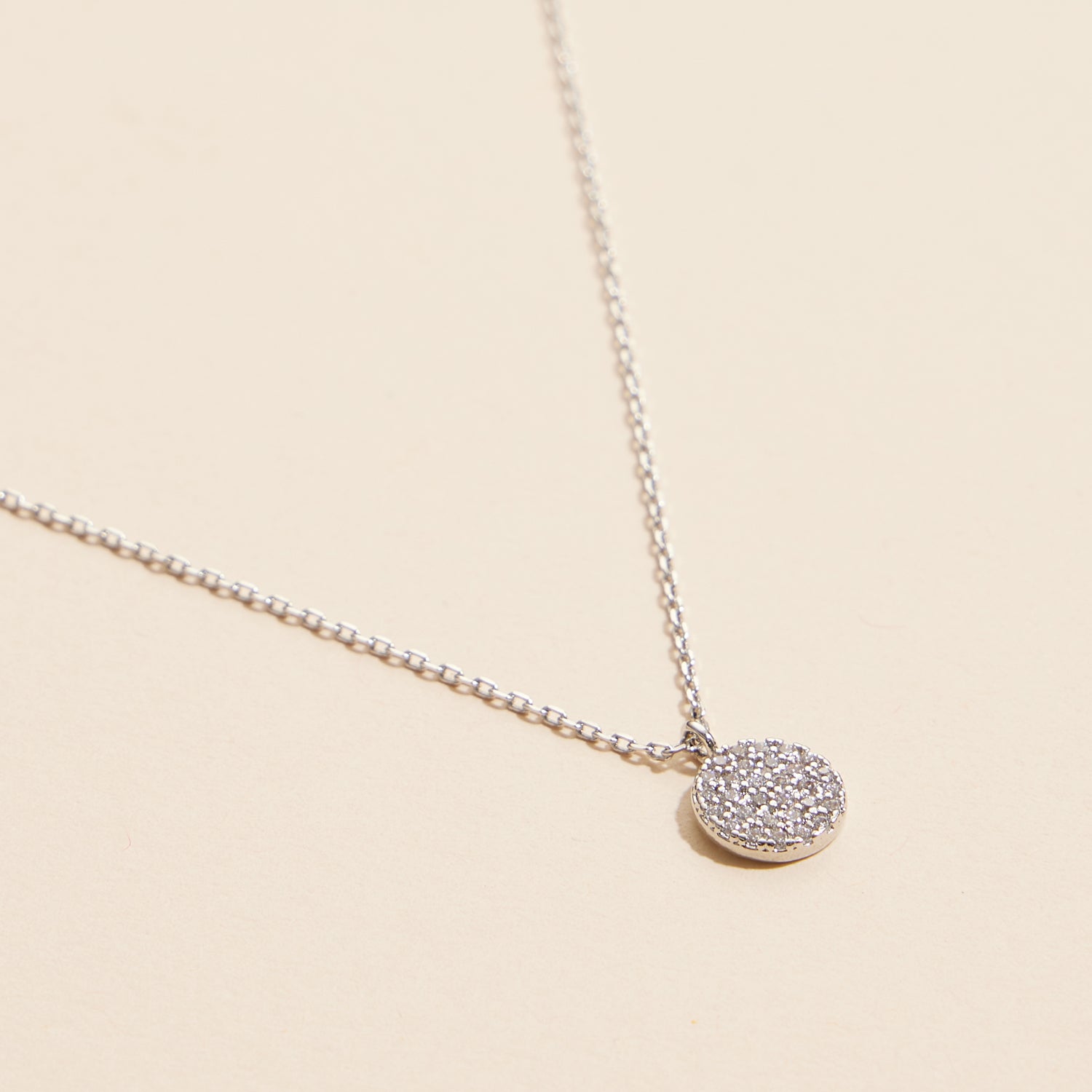 Elegant Pavé Sparkling Disc Pendant Necklace
