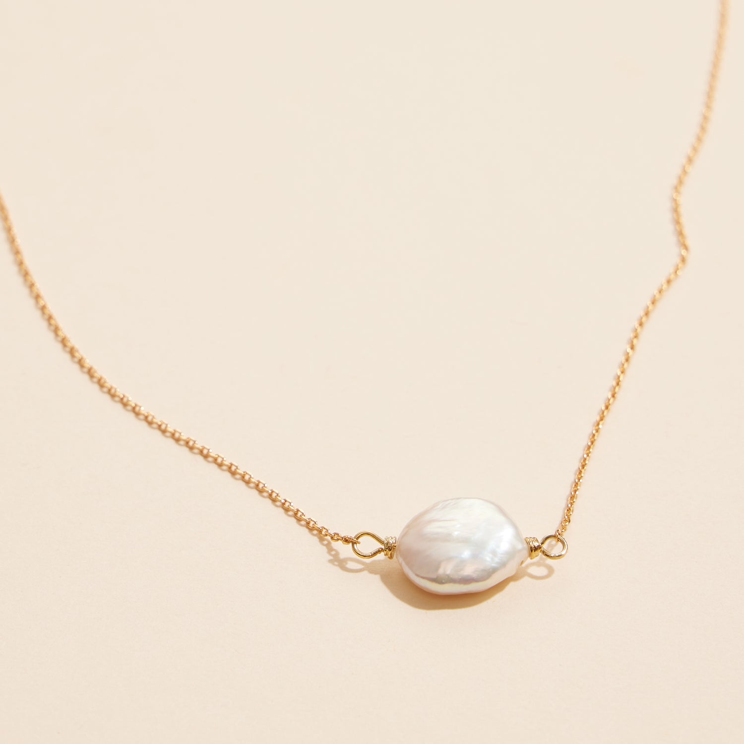 Refined Coin Pearl Pendant Necklace with 18K Gold Dipped Finish