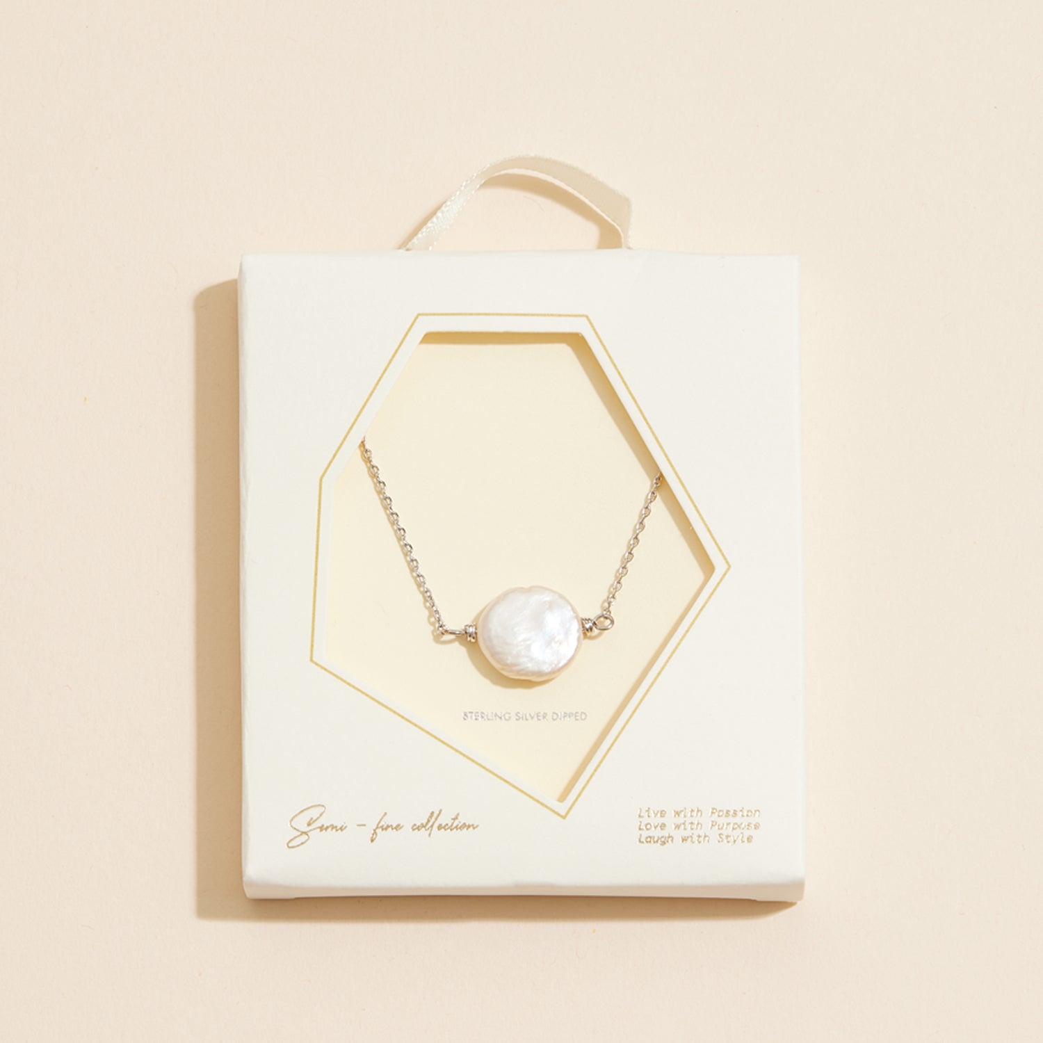 Refined Coin Pearl Pendant Necklace with 18K Gold Dipped Finish