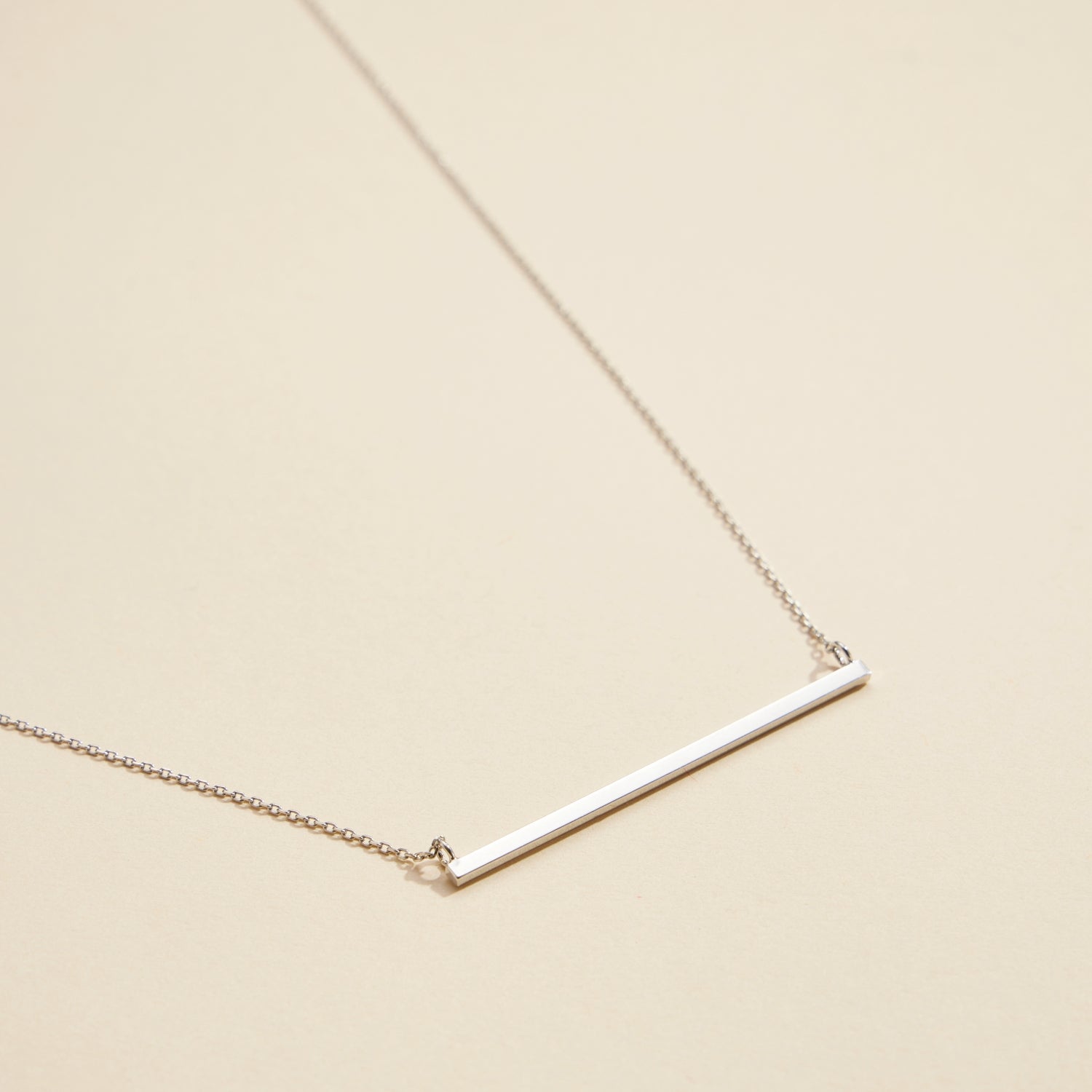 Gold-Dipped Long Bar Charm Short Necklace