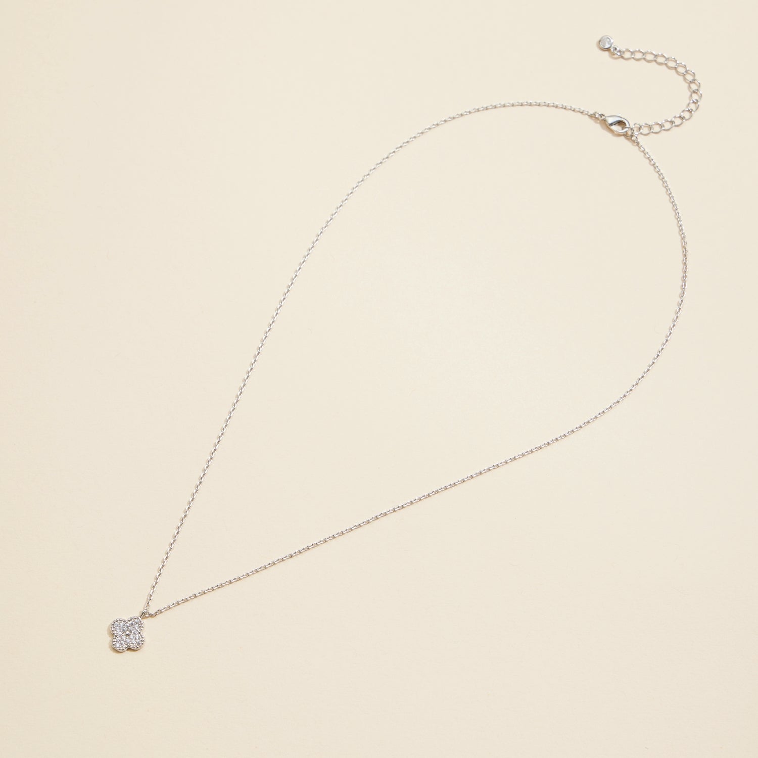 Gold Dainty Necklace with Crystal Flower Charm