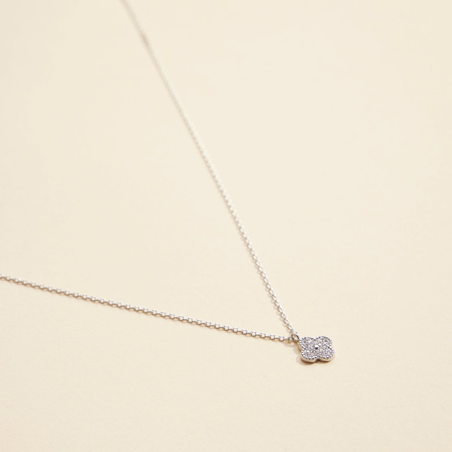 Gold Dainty Necklace with Crystal Flower Charm