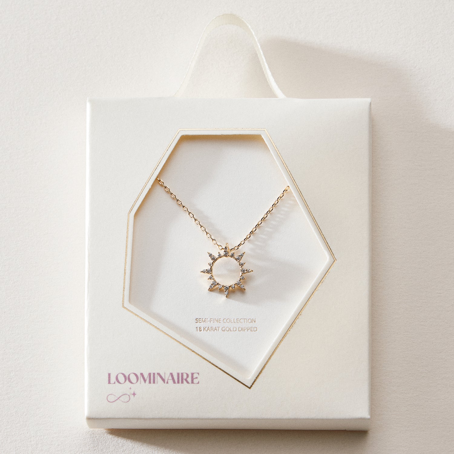 18K Gold Dipped Sun Charm Short Necklace