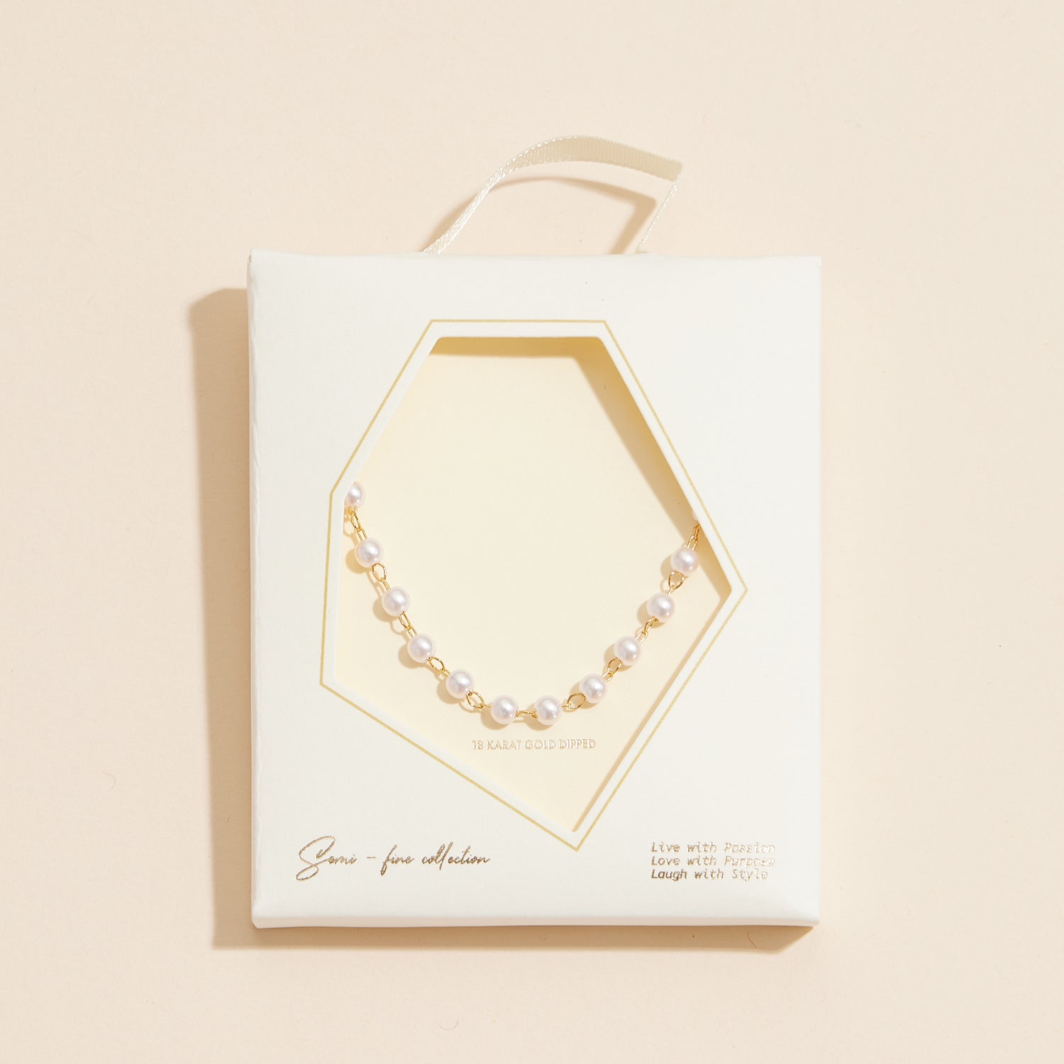 3mm Classic Pearl Link 18K Gold Dipped Necklace