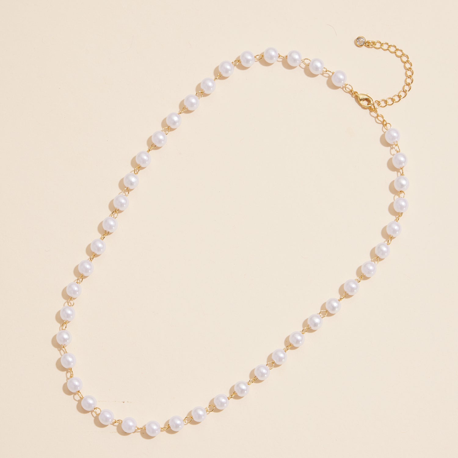 5mm Classic Pearl Link 18K Gold Dipped Necklace
