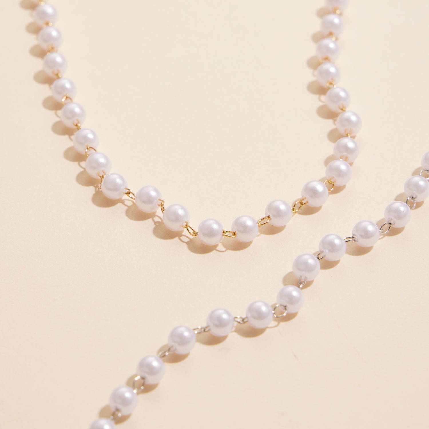 5mm Classic Pearl Link 18K Gold Dipped Necklace