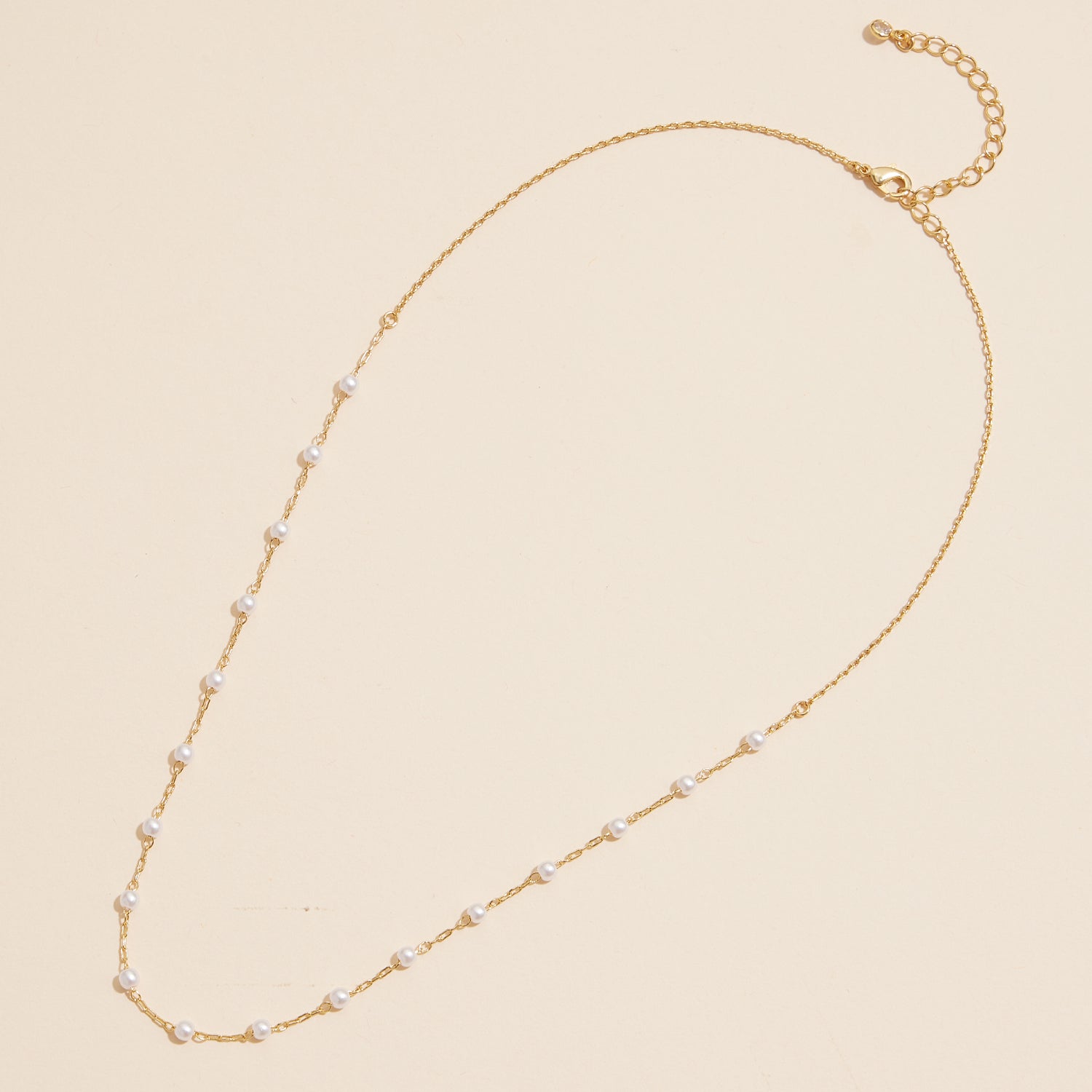 Timeless 2mm Pearl Link Necklace in 18K Gold Dipped Finish