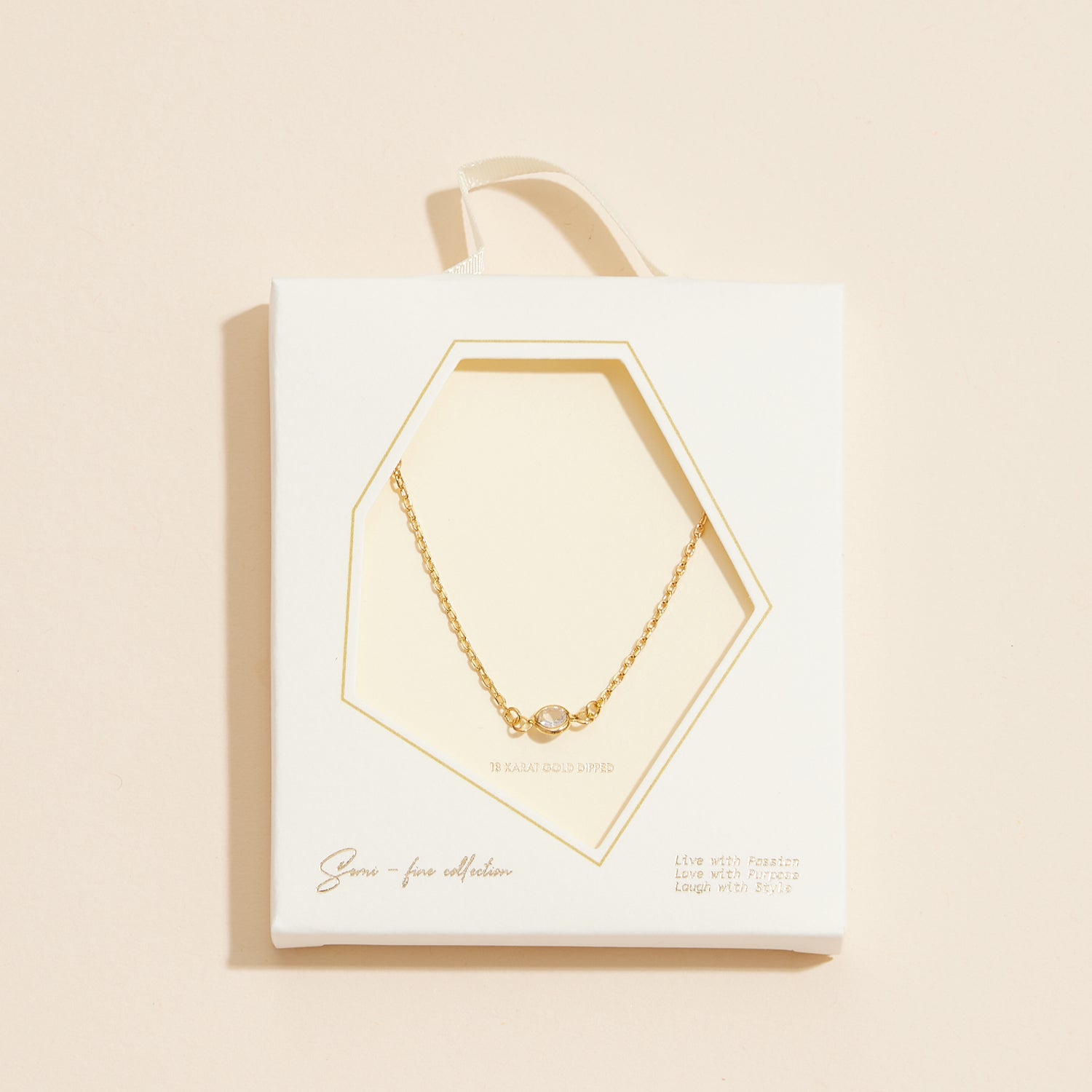 Refined 18K Gold Dipped Chain Necklace with Cubic Zirconia Detailing