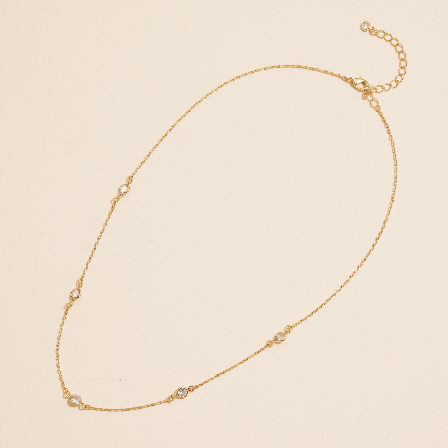 Refined 18K Gold Dipped Chain Necklace with Cubic Zirconia Detailing