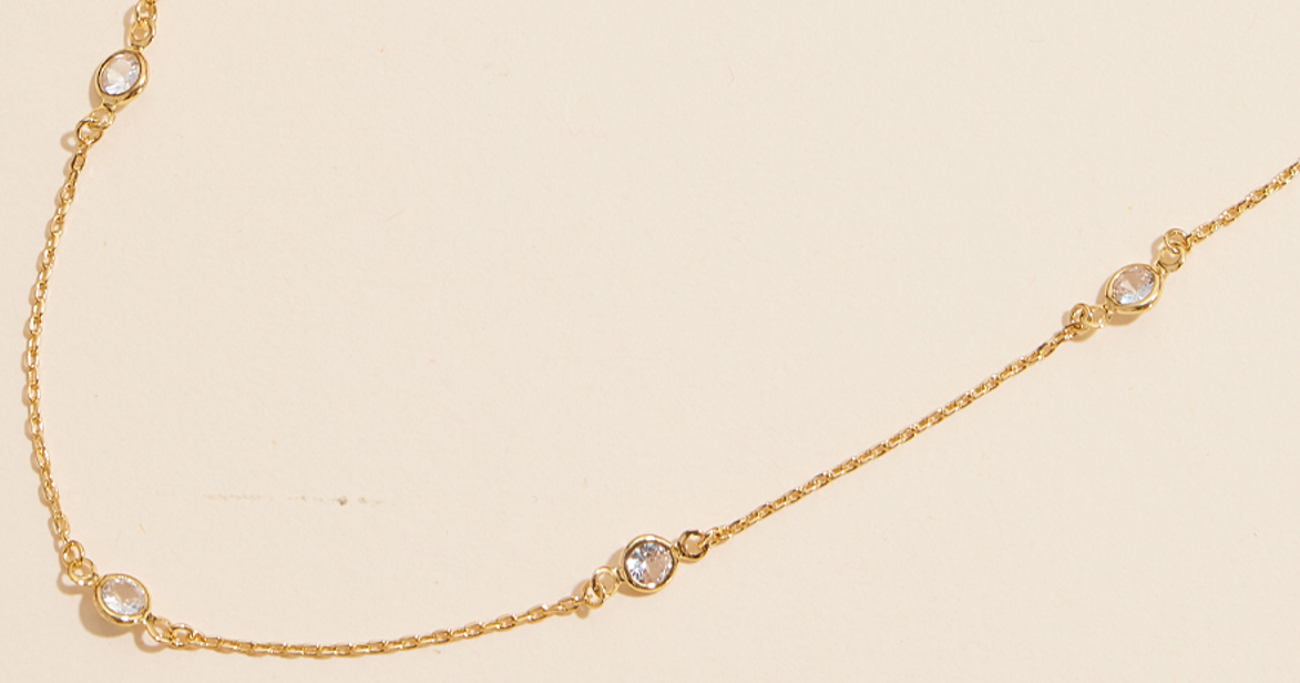 Refined 18K Gold Dipped Chain Necklace with Cubic Zirconia Detailing