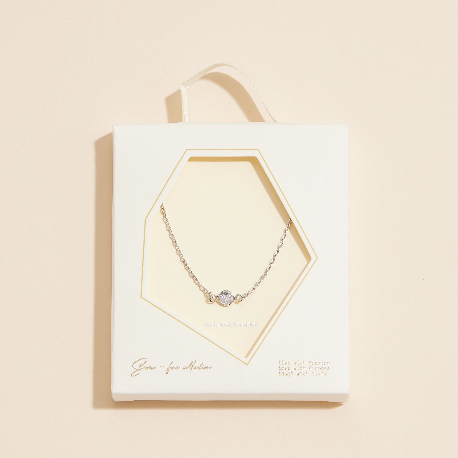 Refined 18K Gold Dipped Chain Necklace with Cubic Zirconia Detailing