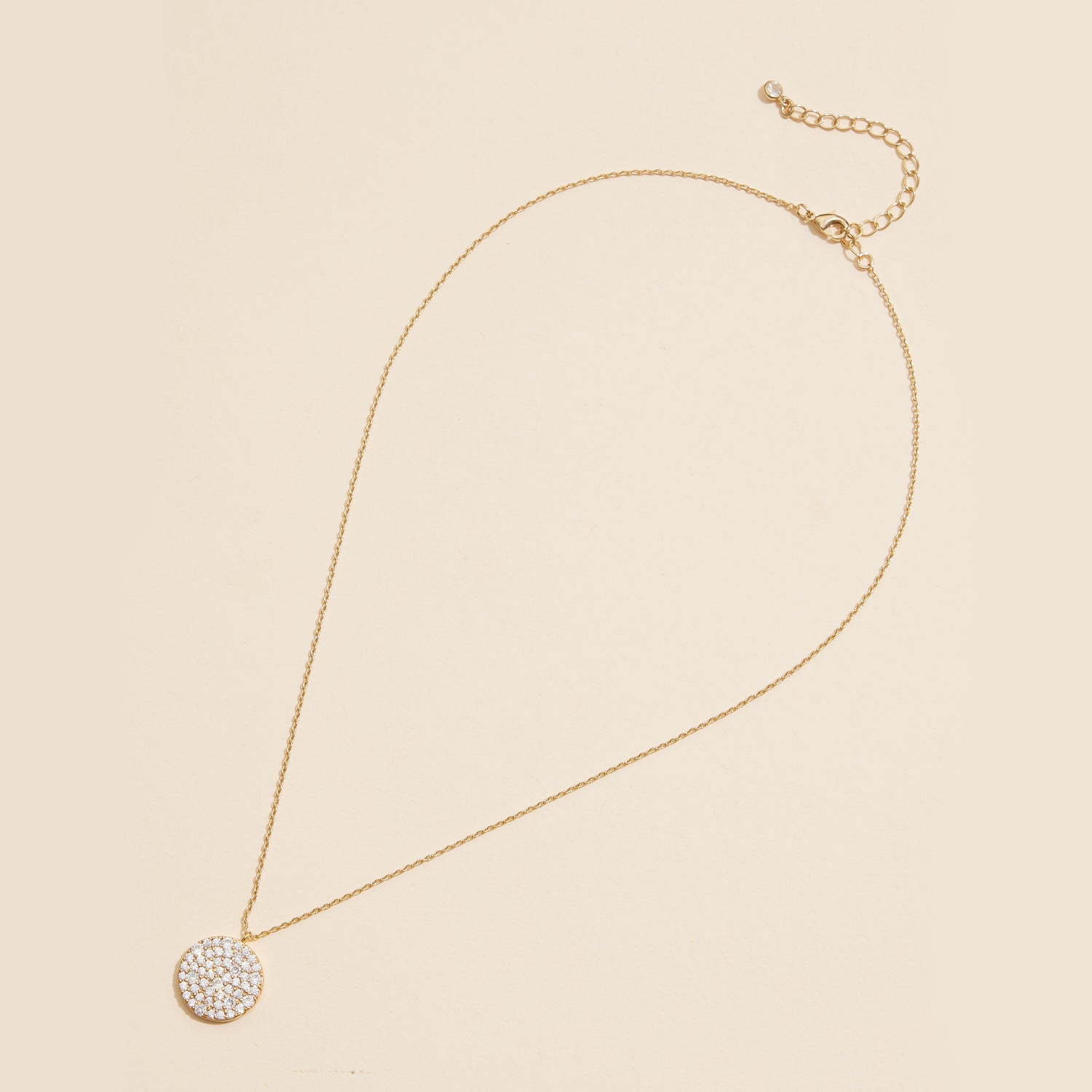 Radiant 18K Gold Dipped Cubic Zirconia Round Pave Necklace