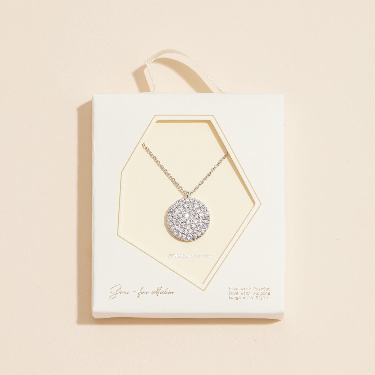 Radiant 18K Gold Dipped Cubic Zirconia Round Pave Necklace