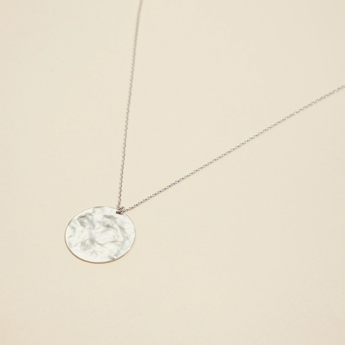 Textured Hammered Round Charm Gold-Dipped Short Necklace