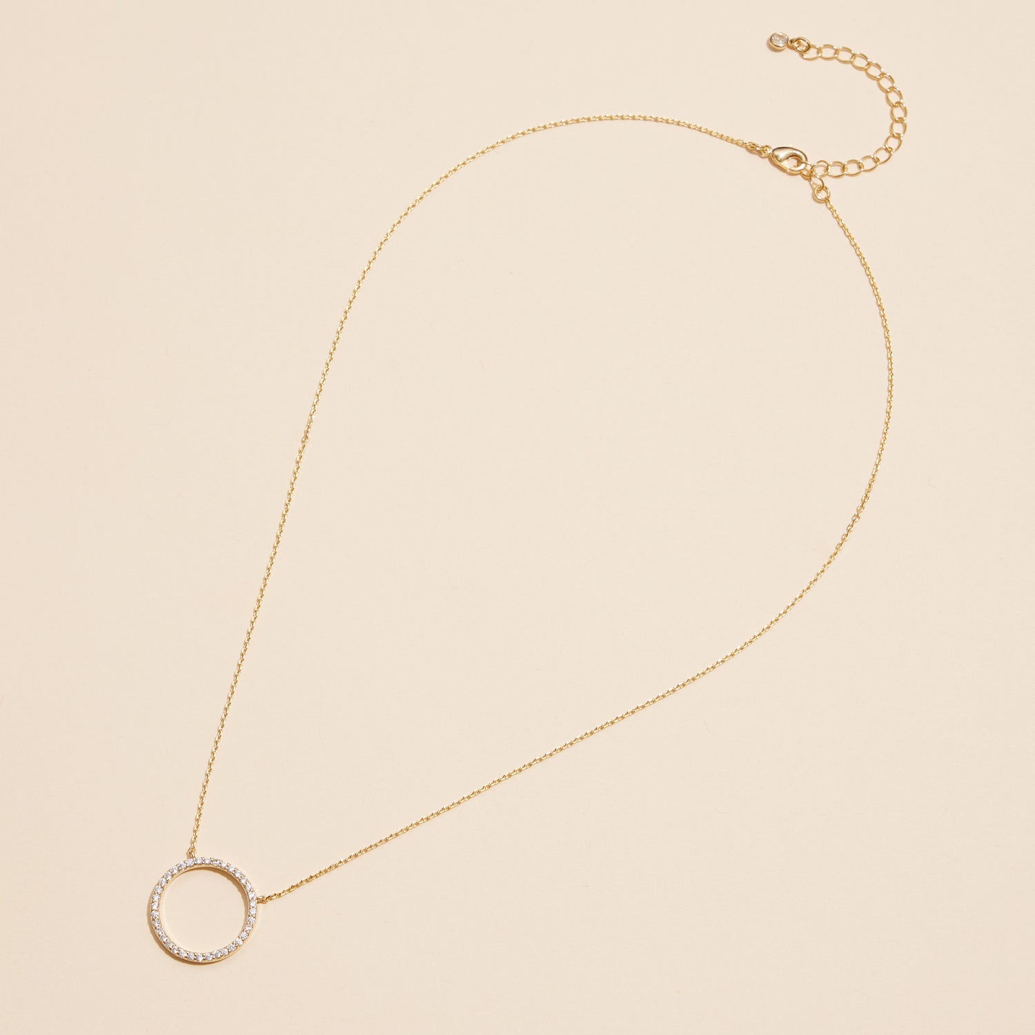 Sophisticated Gold Circle Pendant Necklace with CZ Accents