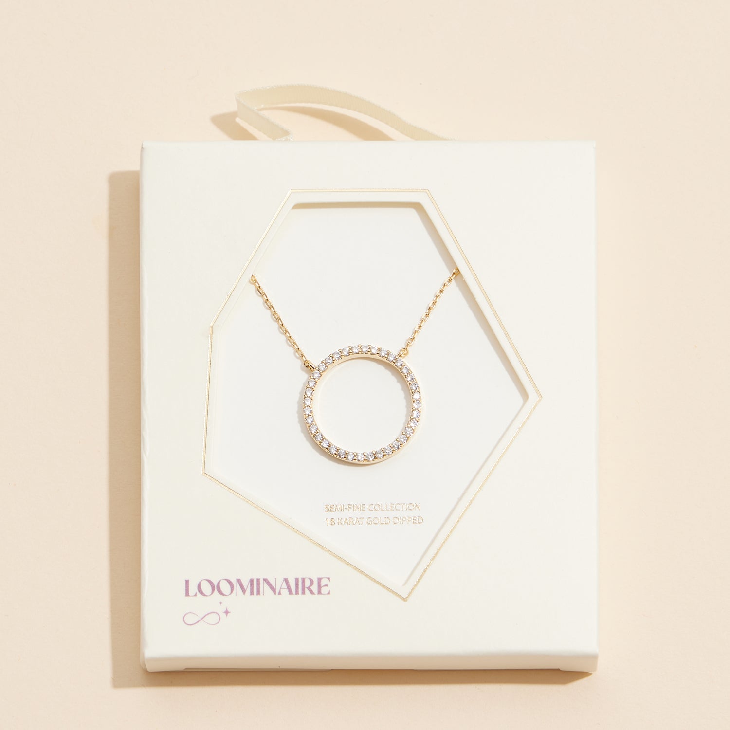 Sophisticated Gold Circle Pendant Necklace with CZ Accents