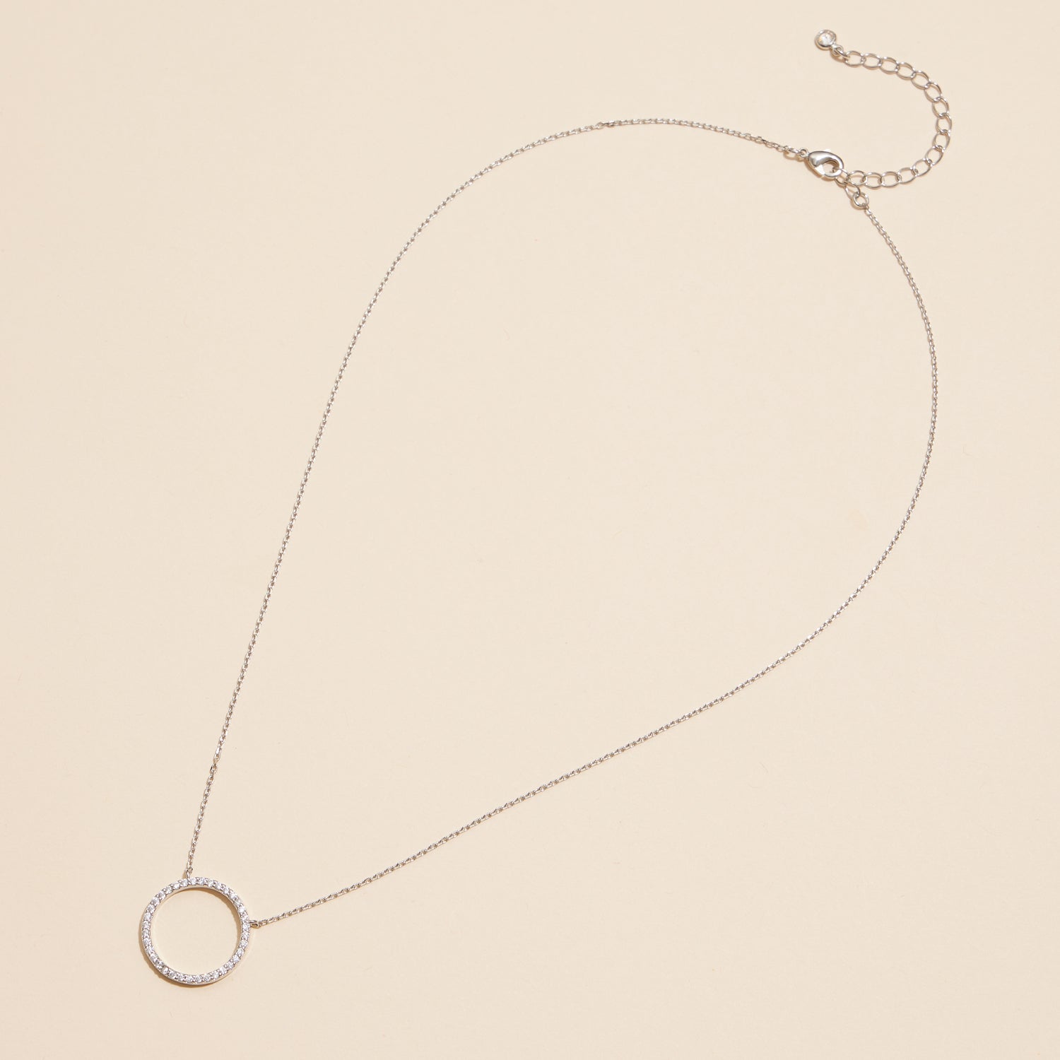 Sophisticated Gold Circle Pendant Necklace with CZ Accents