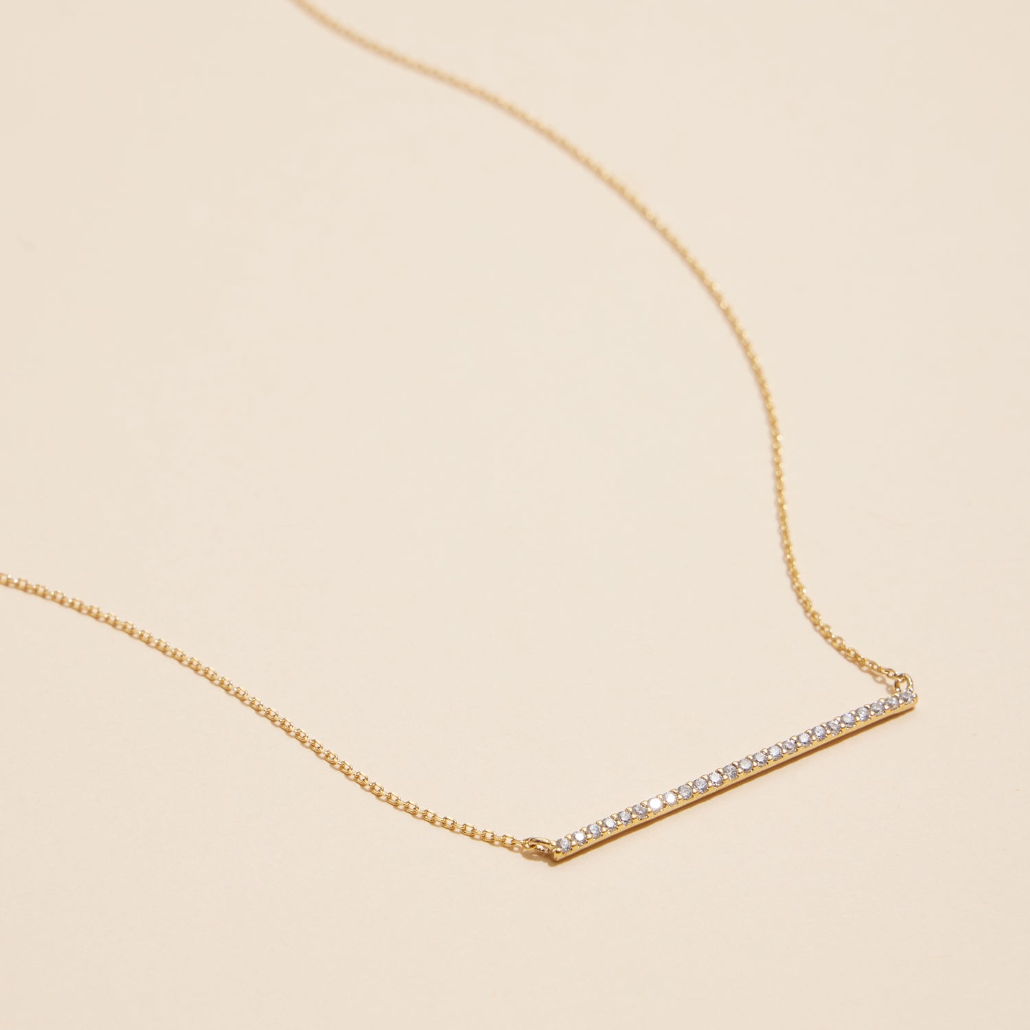 Refined 18K Gold Dipped Bar Necklace with Sparkling Details