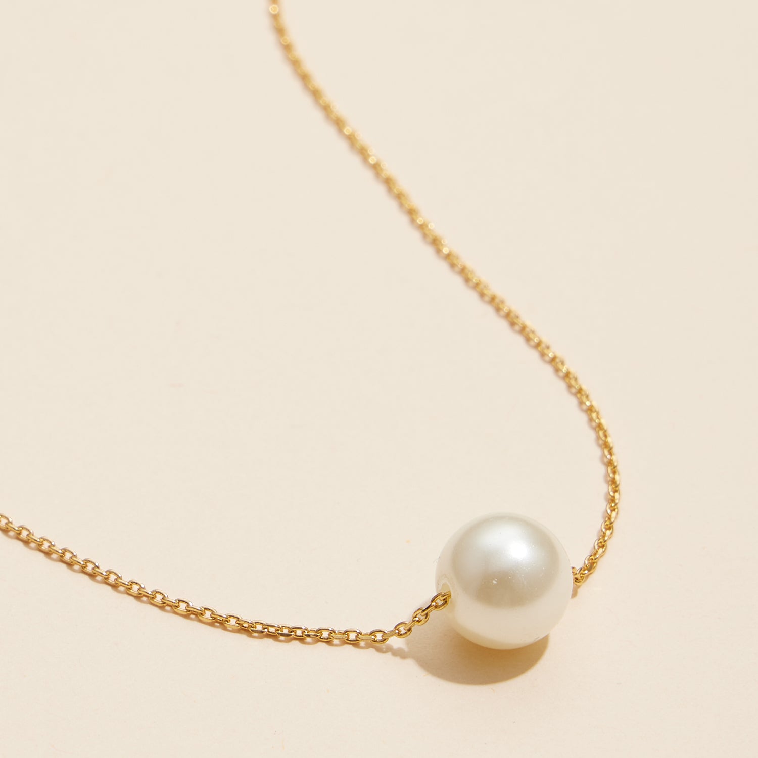Timeless 18K Gold Dipped Necklace with Large Pearl Pendant
