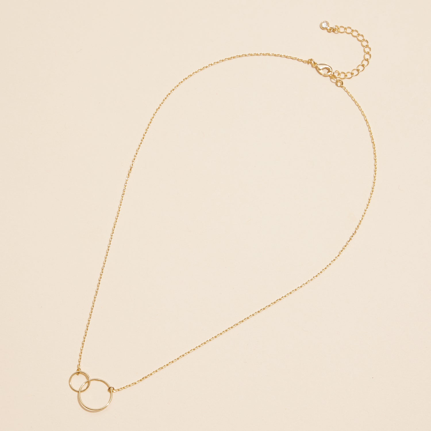 Elegant 18K Gold Dipped Double Circle Pendant Necklace