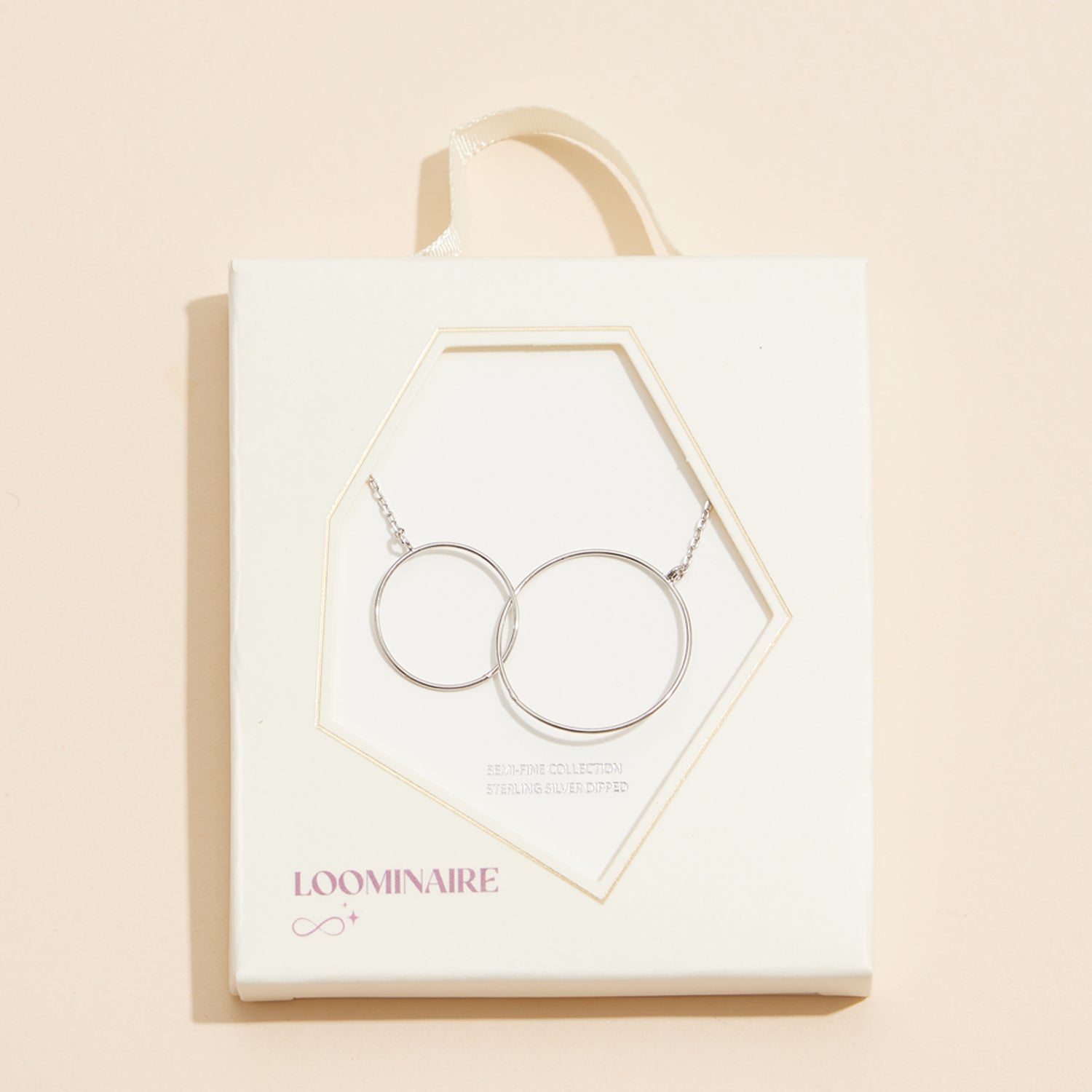 Sophisticated 16mm Double Circle Interlocking Necklace in 18K Gold Dipped Finish