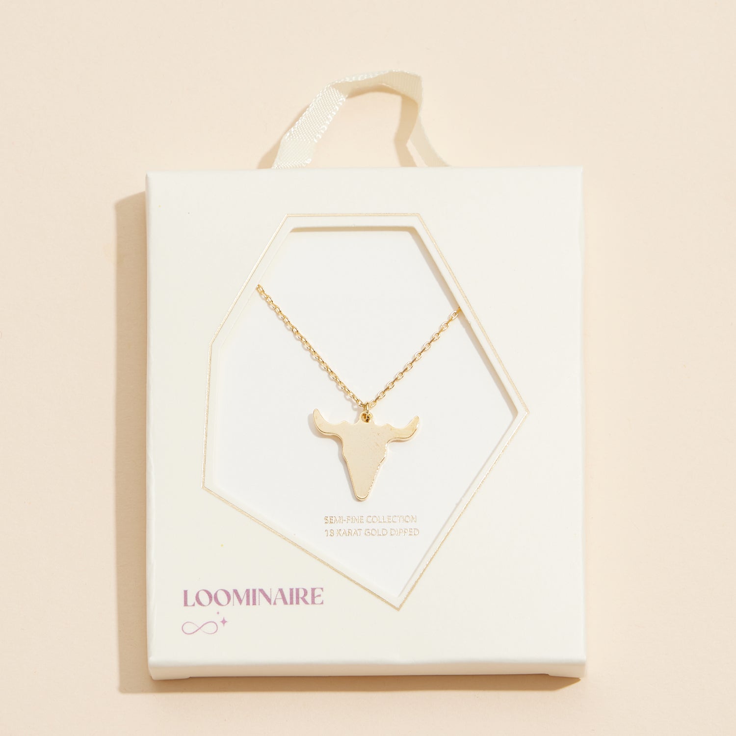 Bold 18mm Bull Head Pendant Necklace in 18K Gold Dipped Finish