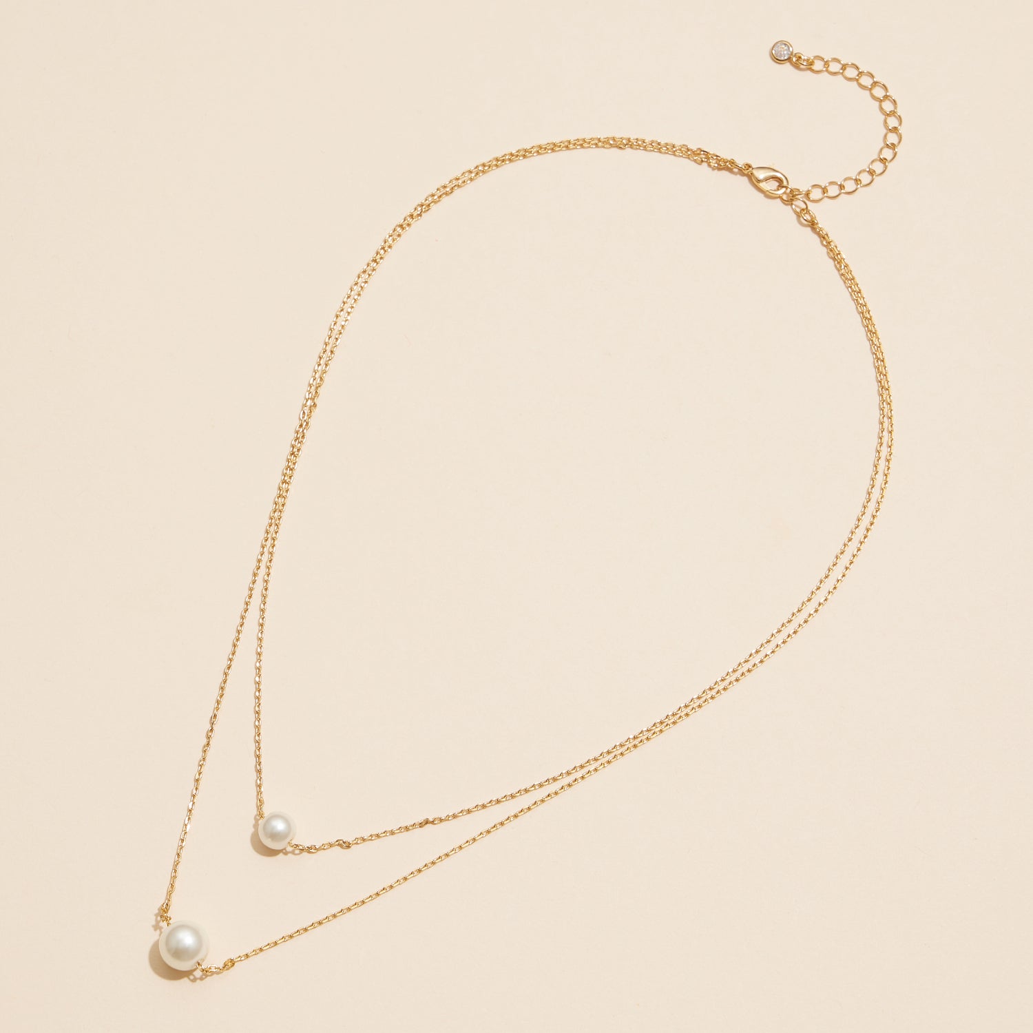 Elegant 18K Double Pearl Layered Necklace