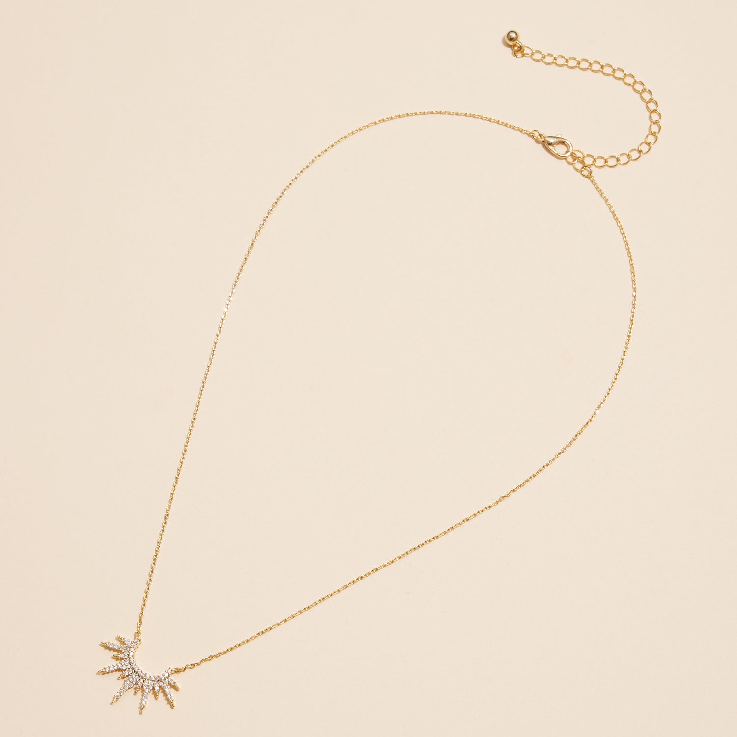 Radiant 18K Gold Dipped Sunburst Pendant Necklace