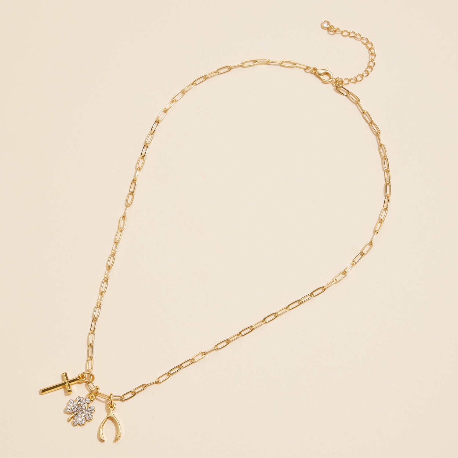 Trio Charm Necklace in 18K Gold Dipped Finish