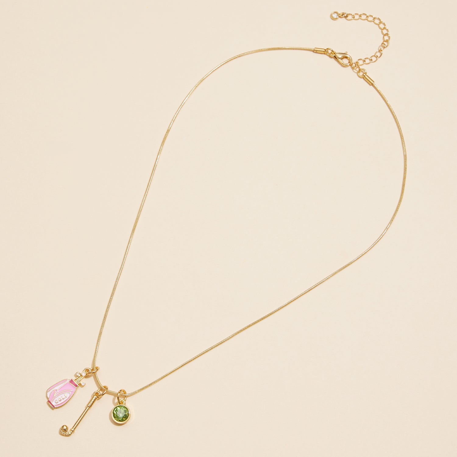 Golf Lover's Gold Dipped 18K Charm Necklace
