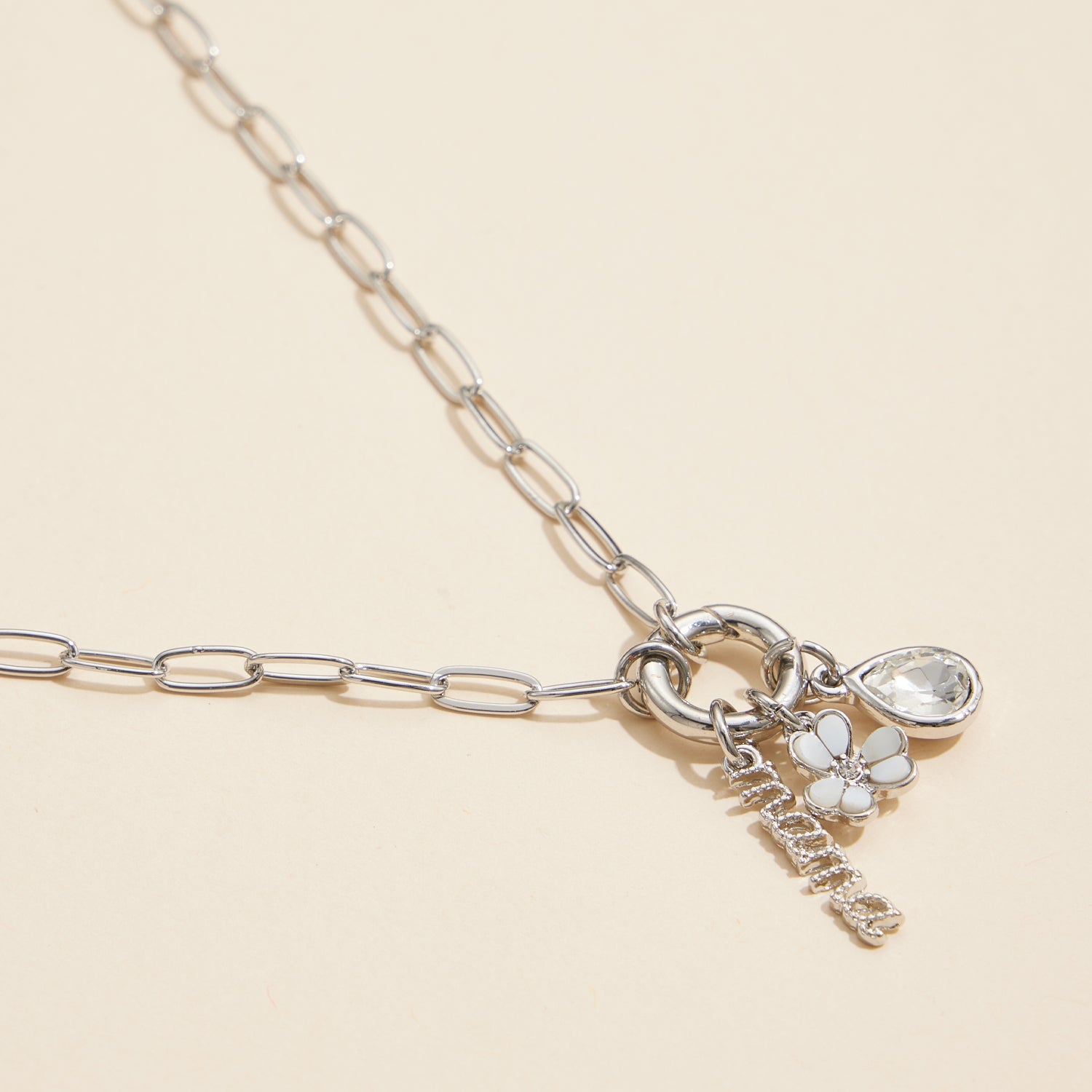 18K Gold Dipped "Mama" Necklace with Teardrop and Floral Charms