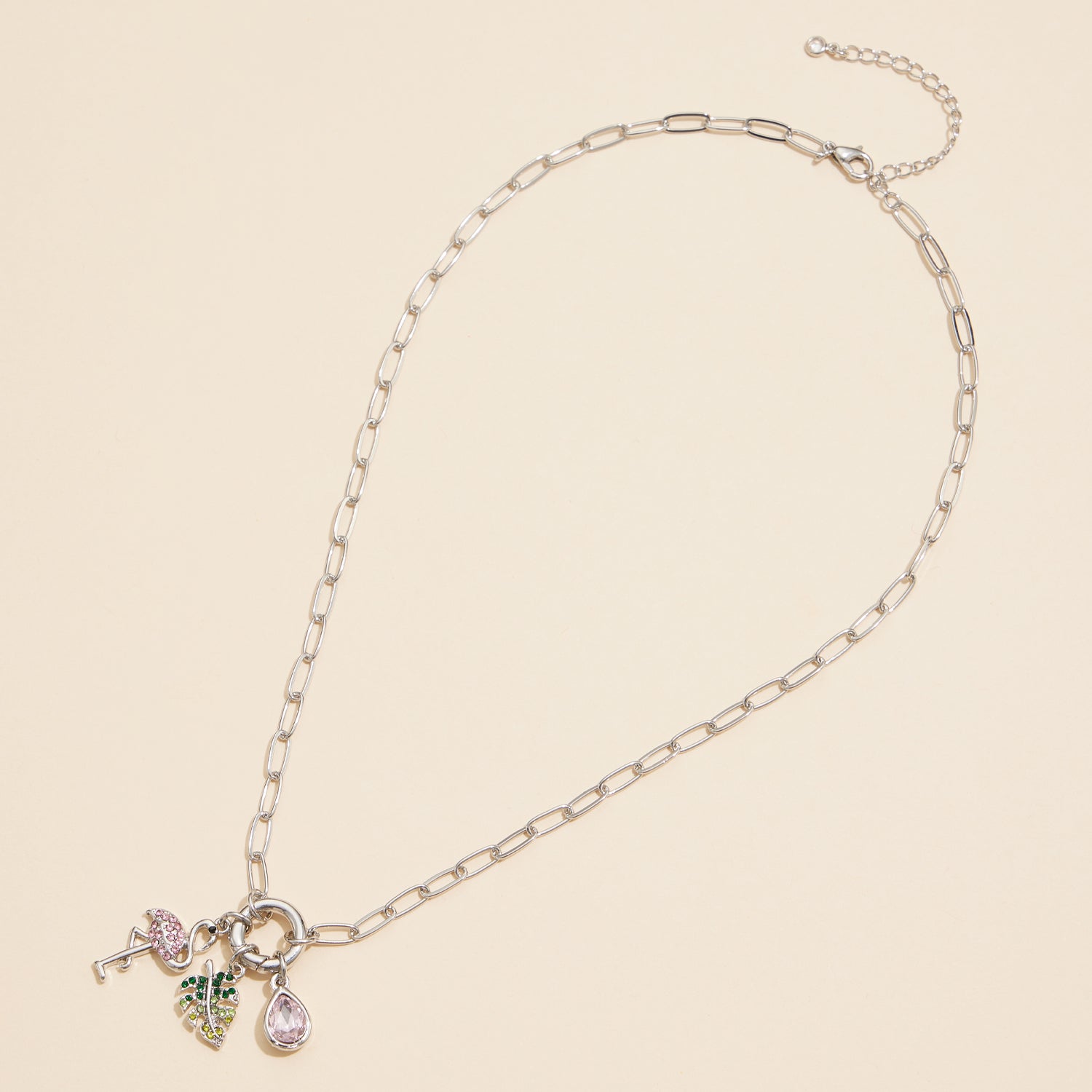 18K Gold Dipped Charm Necklace with Tropical Motif