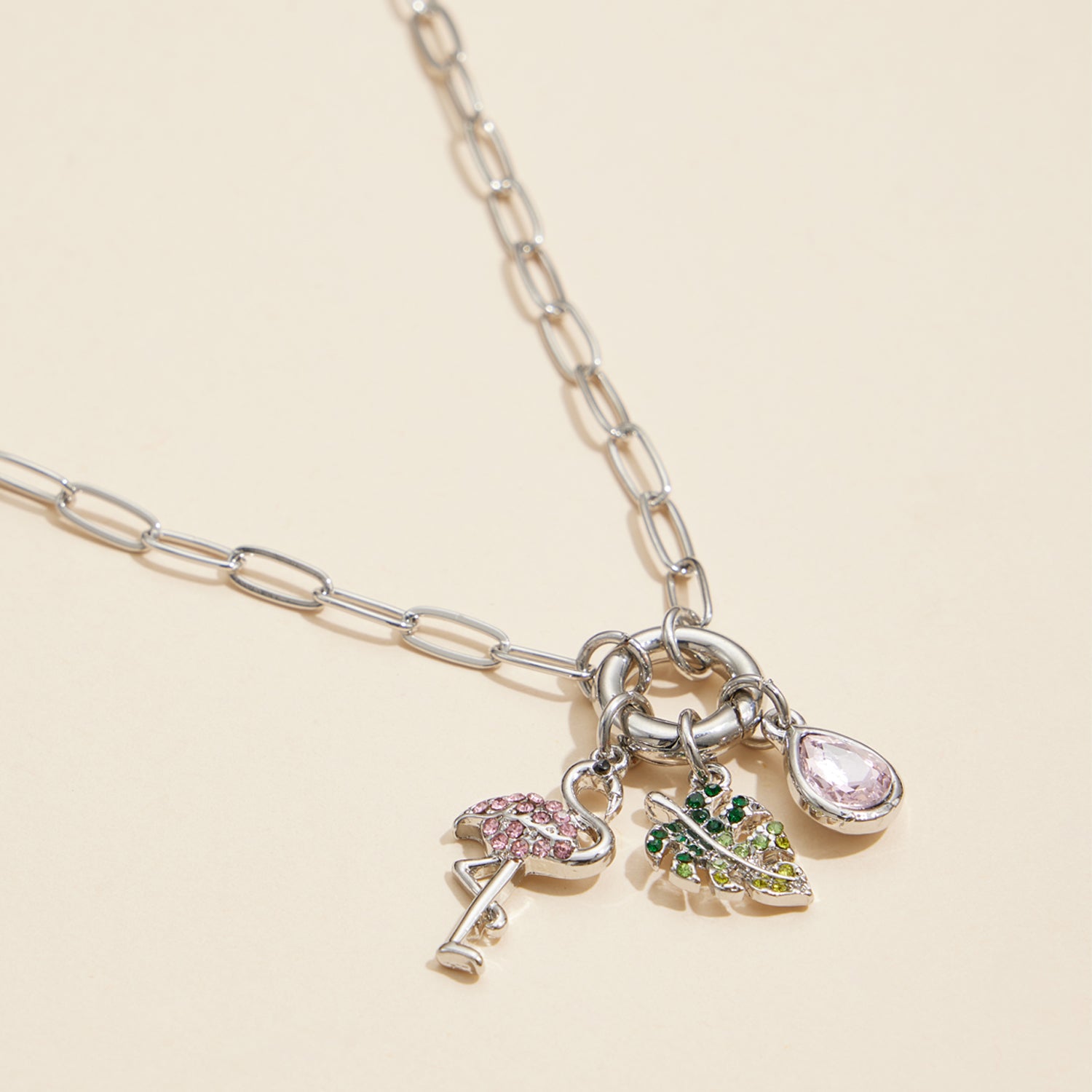 18K Gold Dipped Charm Necklace with Tropical Motif