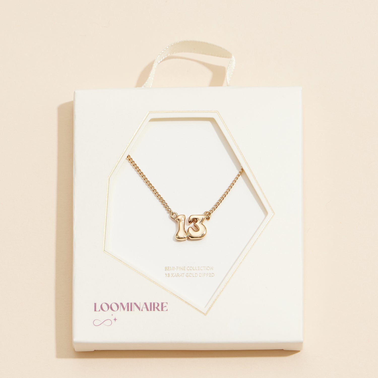 Elegant 18K Gold-Dipped Lucky Number 13 Necklace