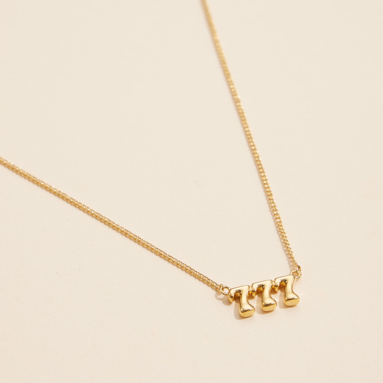 "777" Symbolic Angel Necklace – 18K Gold Dipped