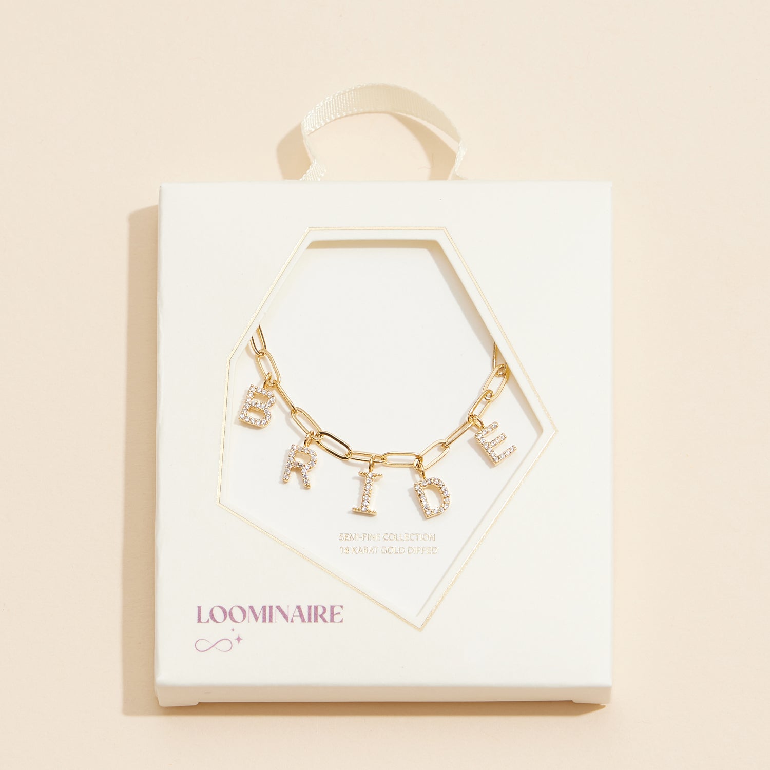 18K Gold "Bride" Cubic Zirconia Charm Necklace