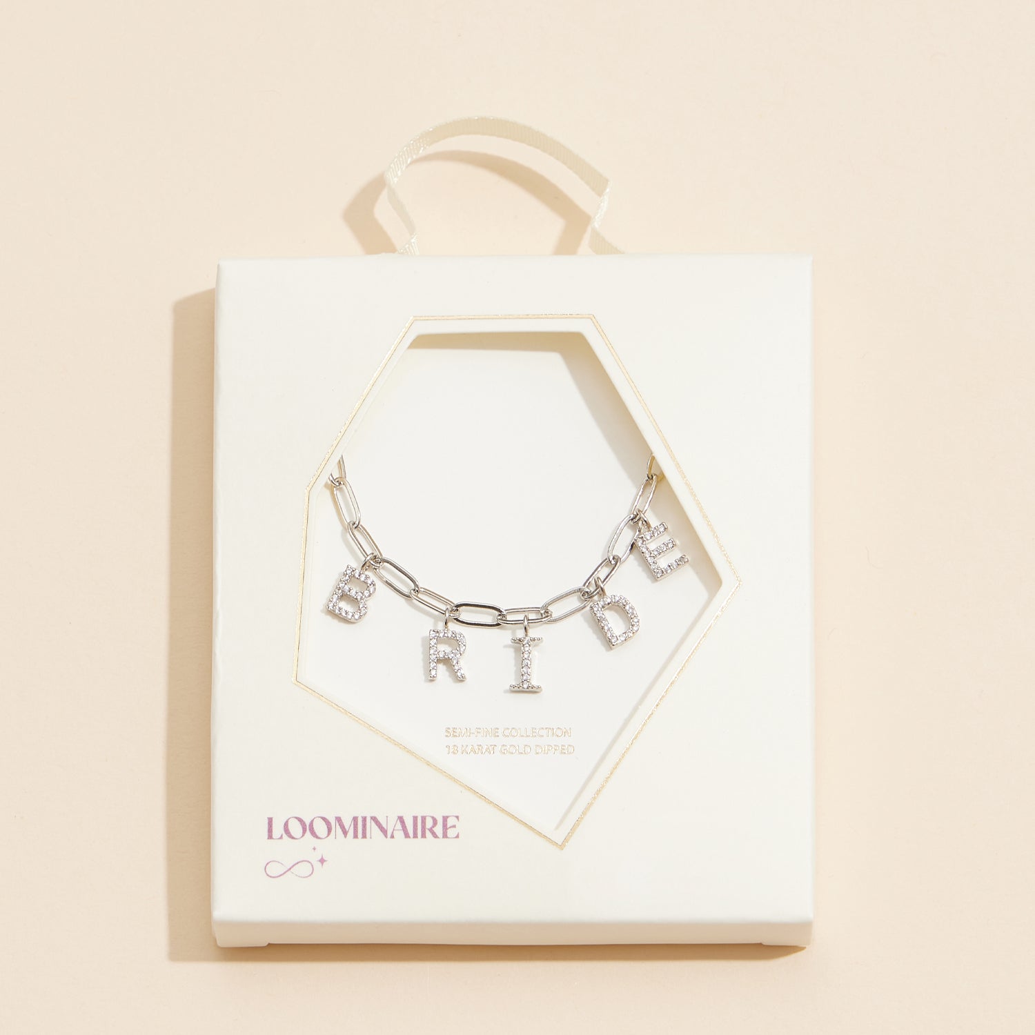 Sparkling "Bride" Cubic Zirconia 18K Gold Charm Necklace