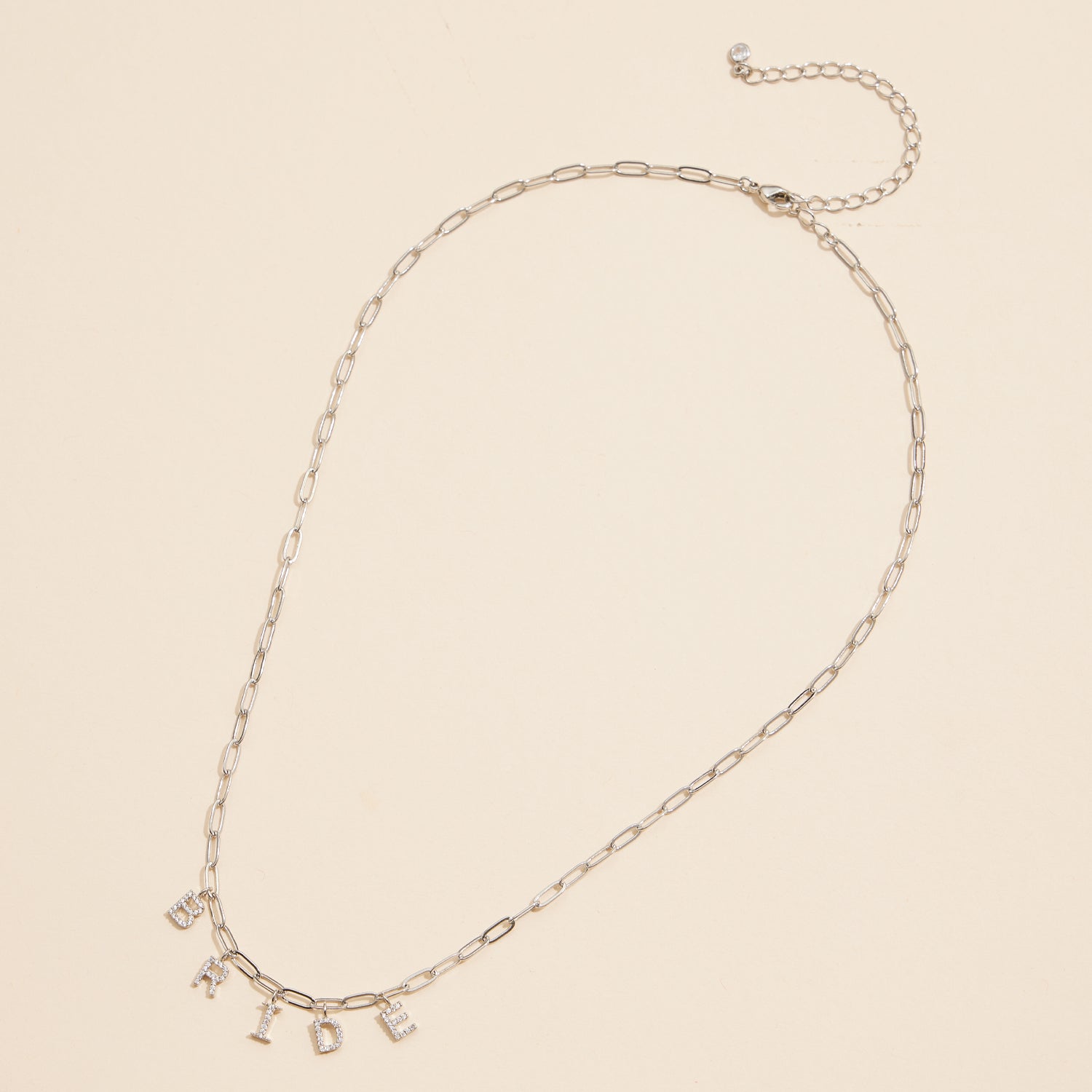 Sparkling "Bride" Cubic Zirconia 18K Gold Charm Necklace