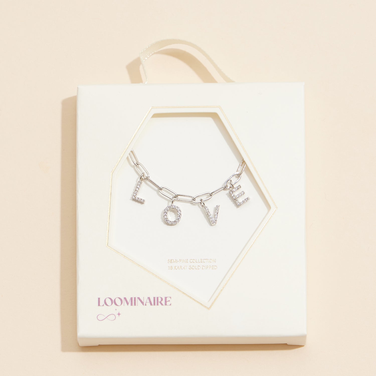 Sparkling "Love" Cubic Zirconia 18K Gold Charm Necklace