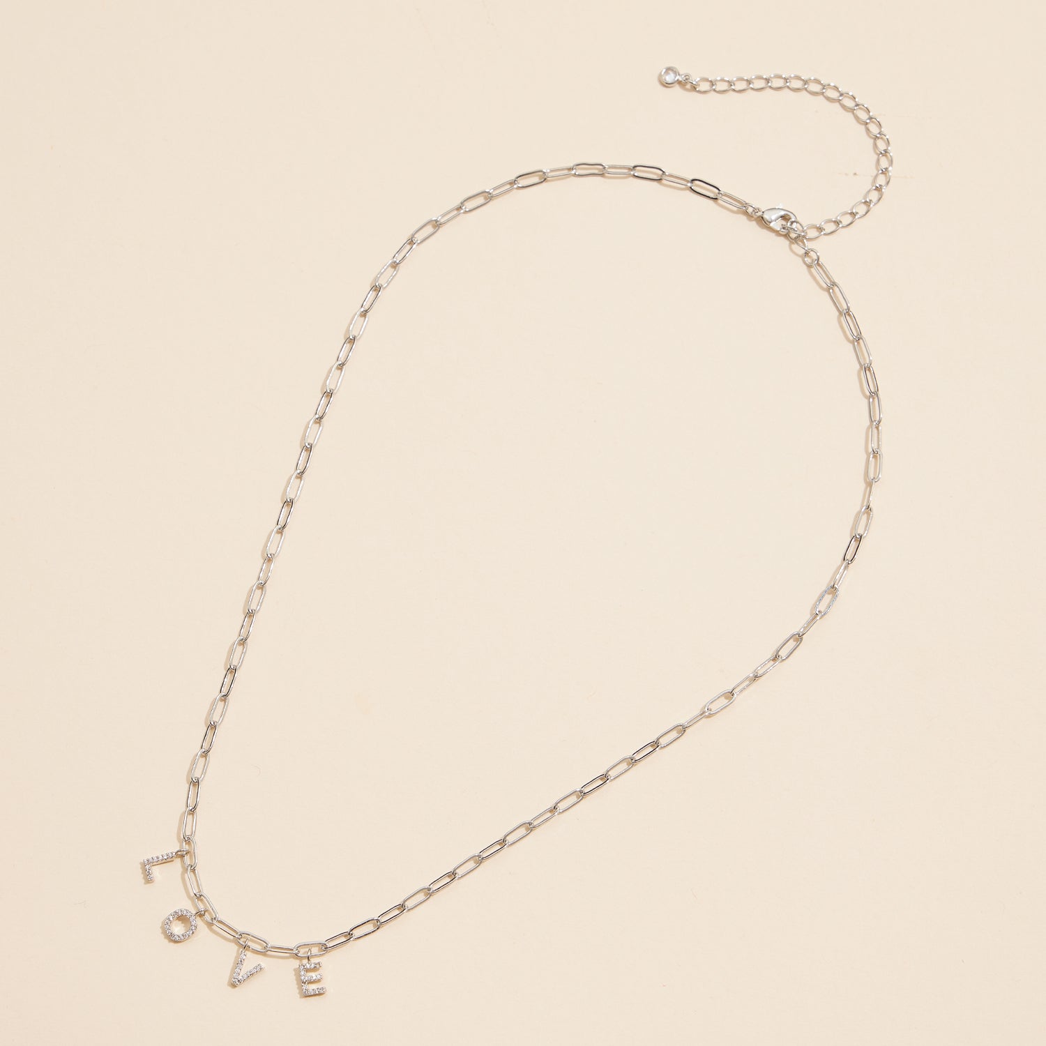 Sparkling "Love" Cubic Zirconia 18K Gold Charm Necklace