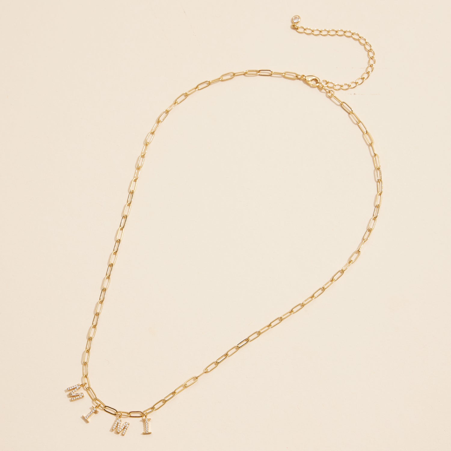Sparkling "MIMI" Cubic Zirconia 18K Gold Charm Necklace