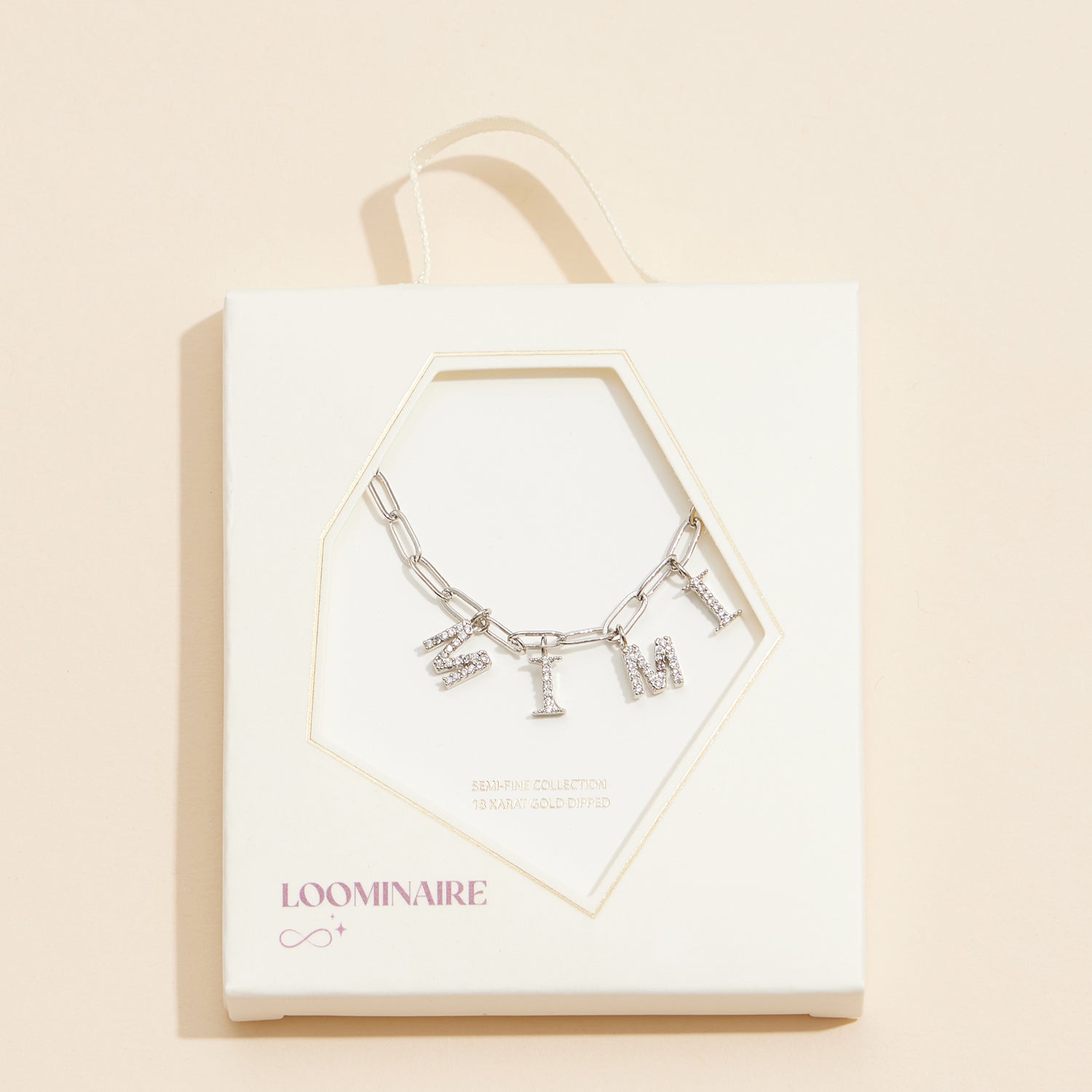 Sparkling "MIMI" Cubic Zirconia 18K Gold Charm Necklace