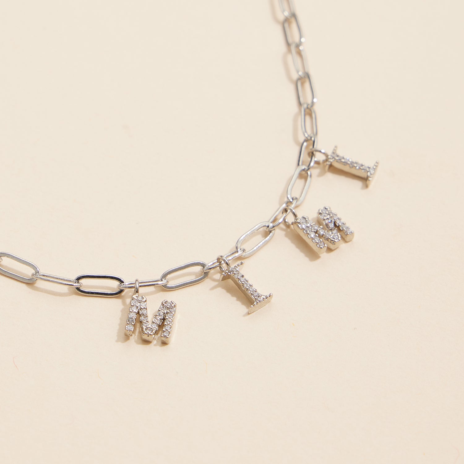 Sparkling "MIMI" Cubic Zirconia 18K Gold Charm Necklace