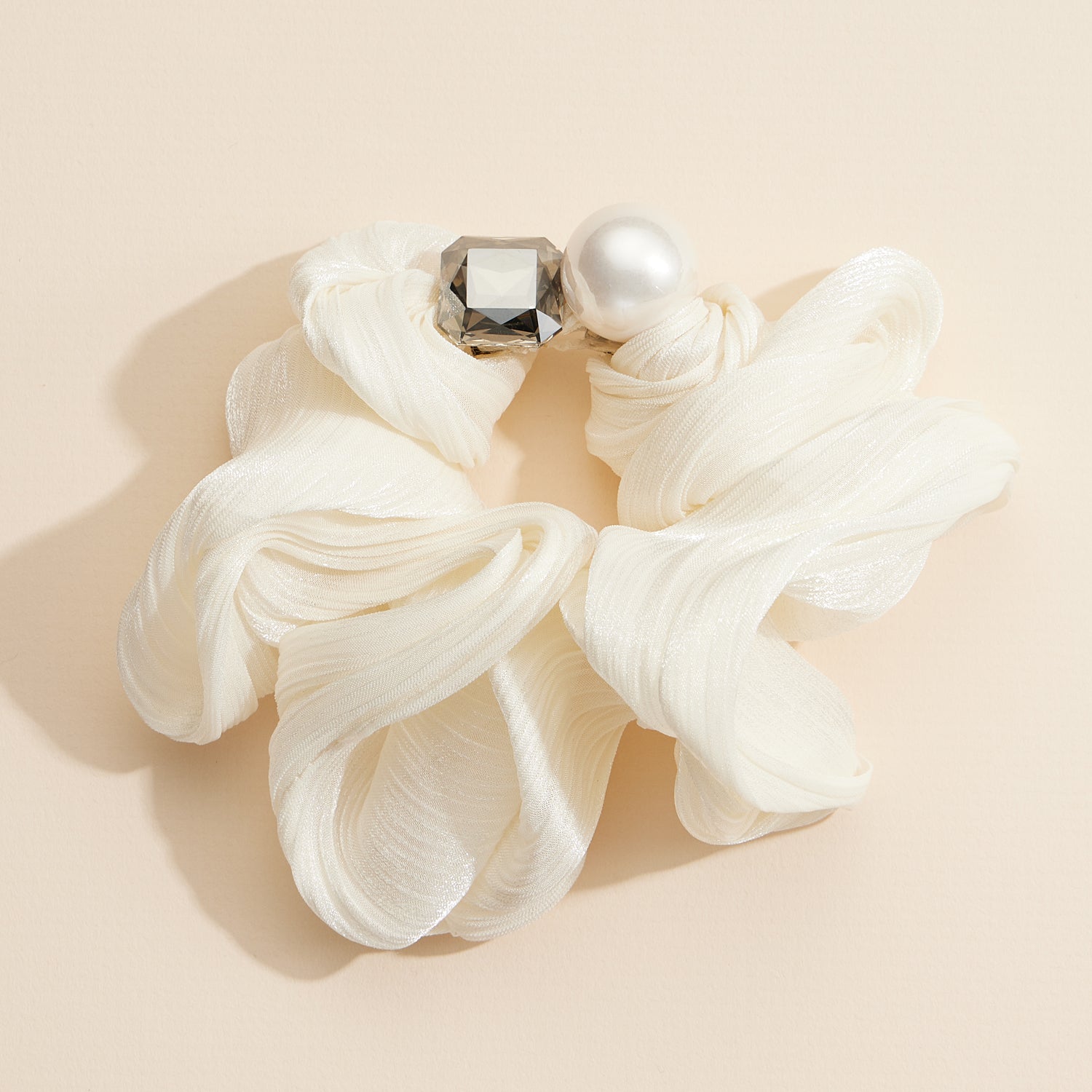Elegant Crinkled Organza Scrunchie with Subtle Sparkle