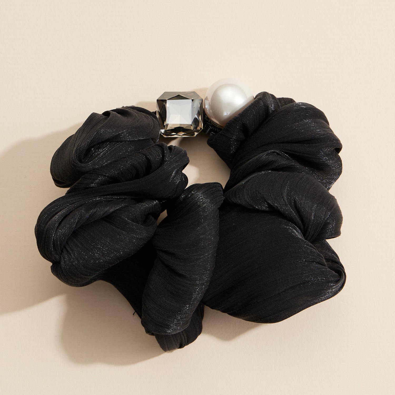 Elegant Crinkled Organza Scrunchie with Subtle Sparkle