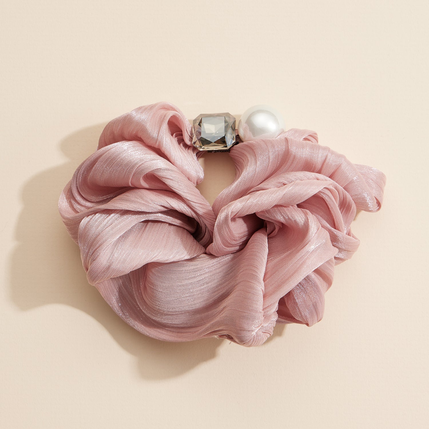 Elegant Crinkled Organza Scrunchie with Subtle Sparkle