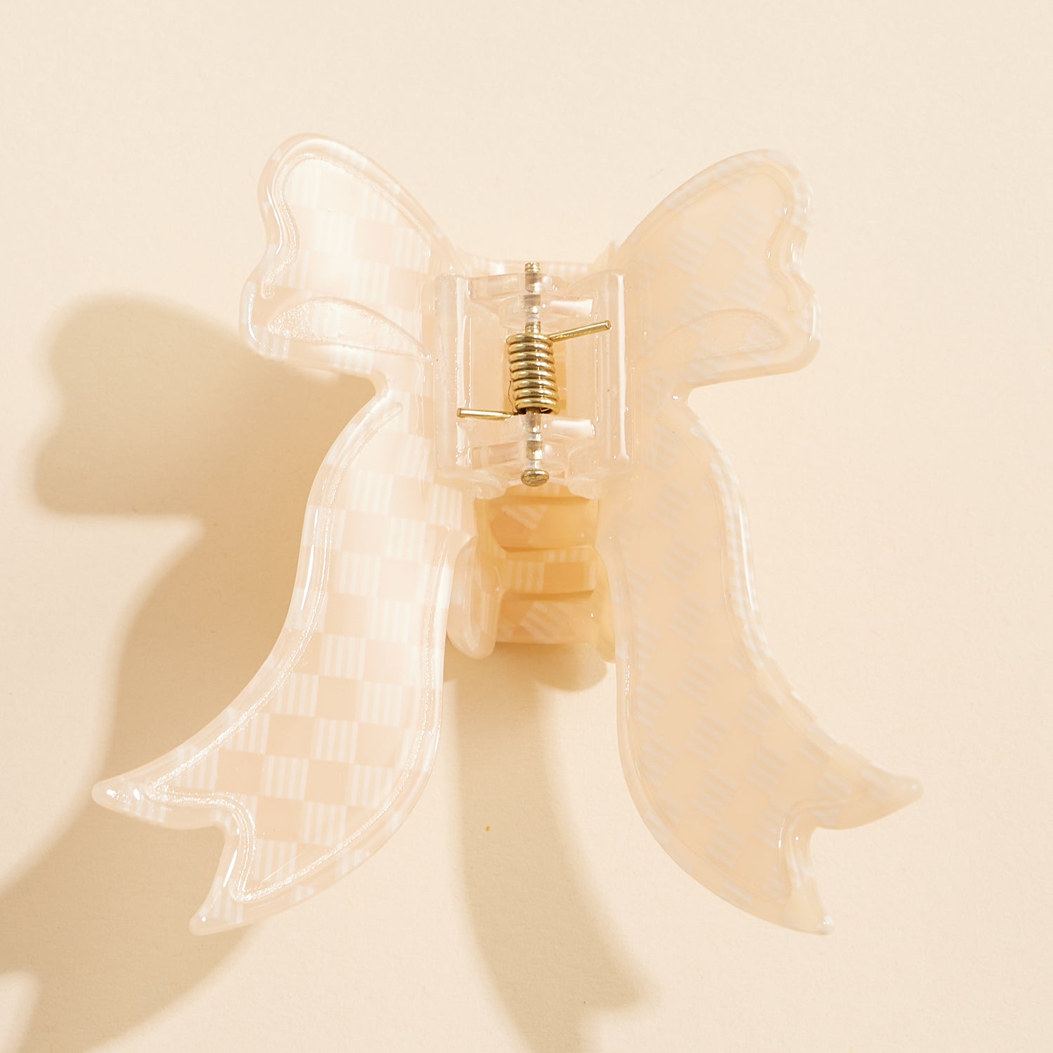Checkered Acetate Bow Claw Clip