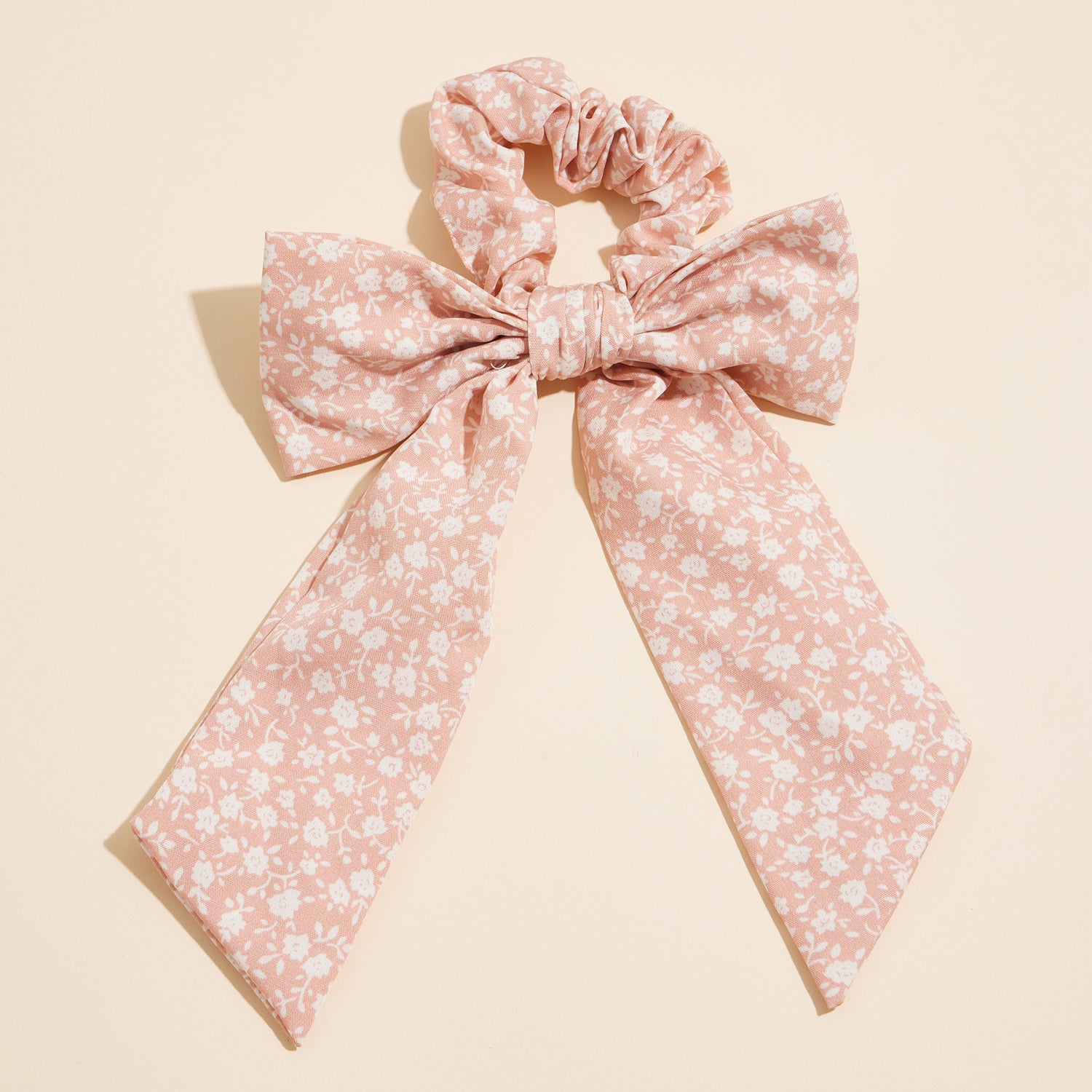 Long-Tail Ribbon Scrunchie with Floral Bow