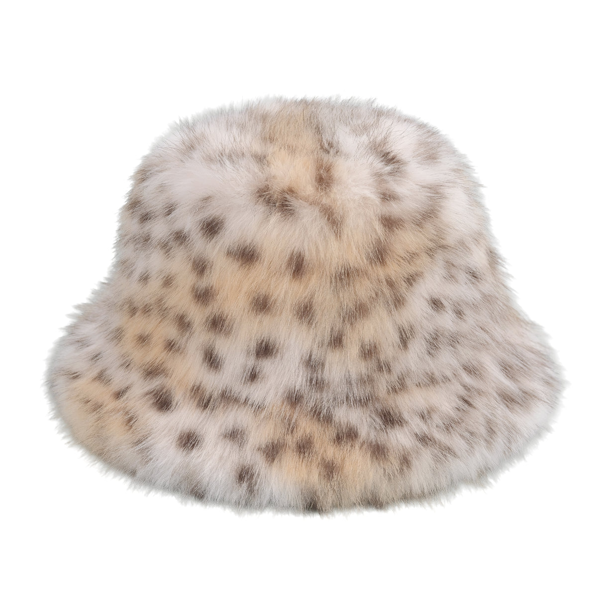 Faux Fur Leopard Bucket Hat – Soft Winter Fuzzy Animal Print Fashion Hat